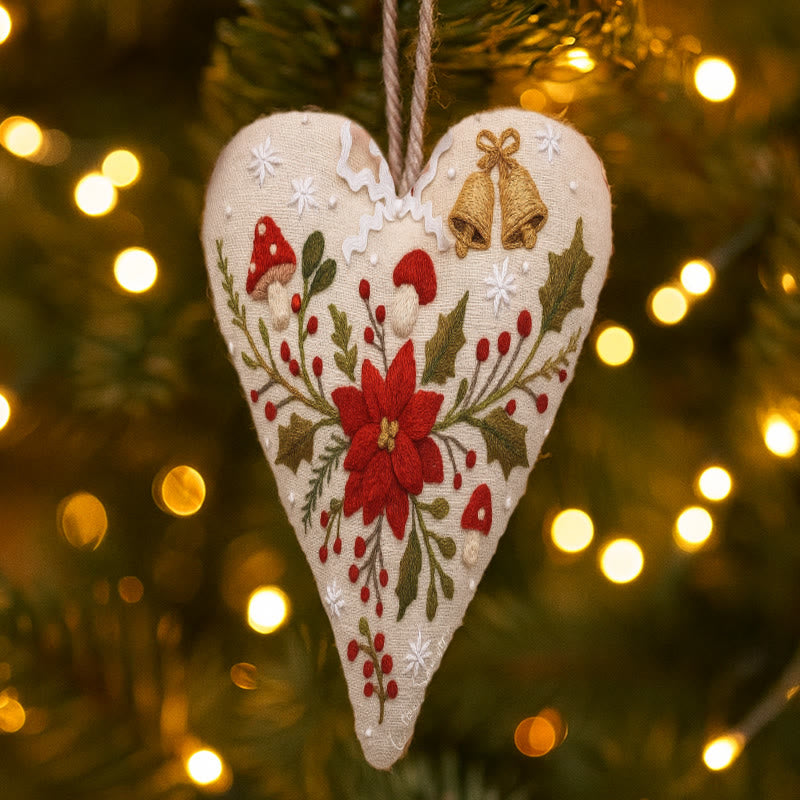 Rubbyoo Heart Embroidery Kit - Christmas Poinsettia | Diy Christmas Ornaments | Nice Home Hanging - image 5