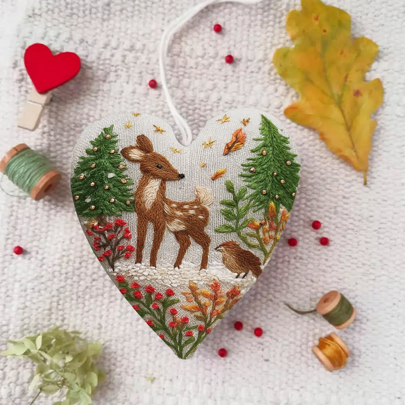 Rubbyoo Heart Embroidery Kit - Winter Elk | Diy Christmas Tree Decor | Unique Handmade Gift - image 1