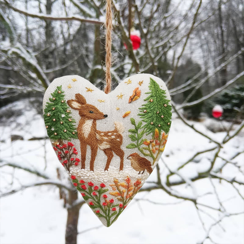 Rubbyoo Heart Embroidery Kit - Winter Elk | Diy Christmas Tree Decor | Unique Handmade Gift - image 2