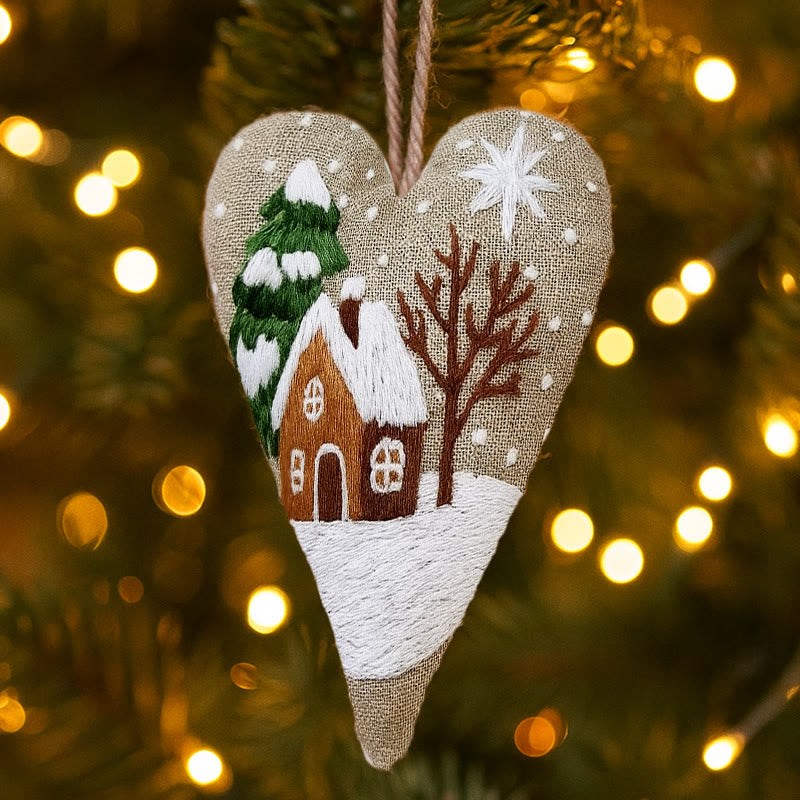 Rubbyoo Heart Embroidery Kit - Snowy House | Christmas Tree Ornament | Diy Handmade Craft - image 6
