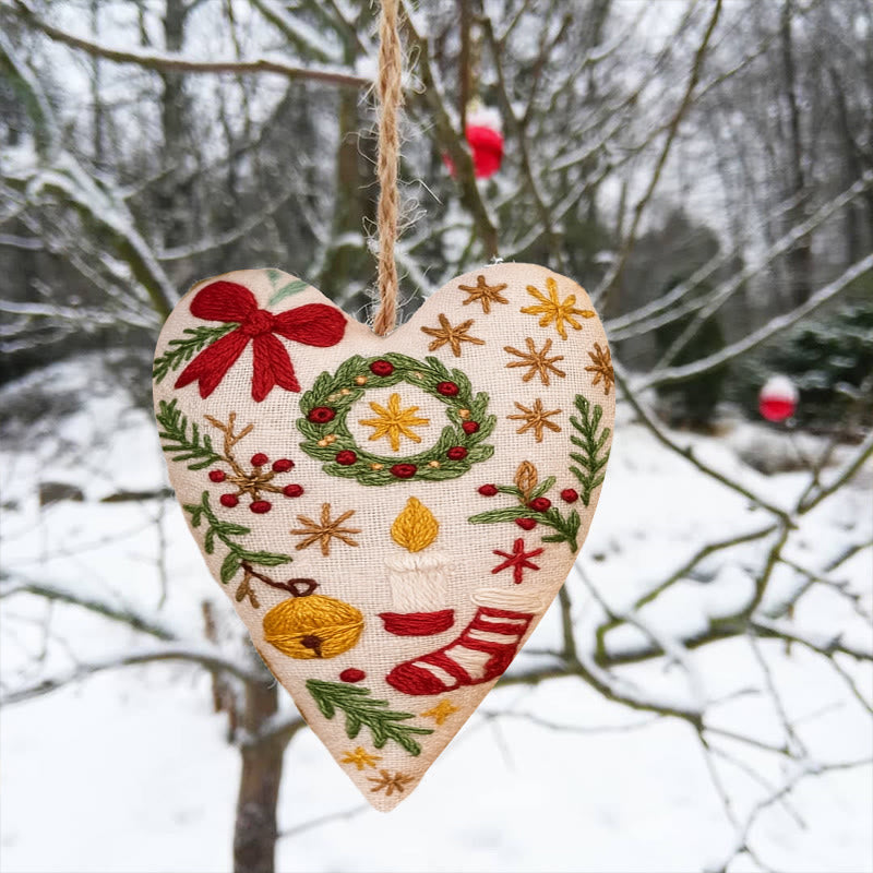 Rubbyoo Heart Embroidery Kit - Christmas Wreath | Personalized Hanging Decor | Unique Needle Craft - image 2