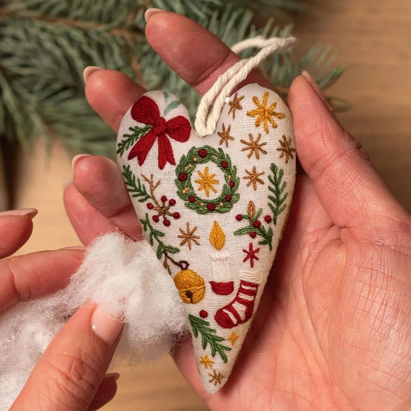 Rubbyoo Heart Embroidery Kit - Christmas Wreath | Personalized Hanging Decor | Unique Needle Craft - image 6