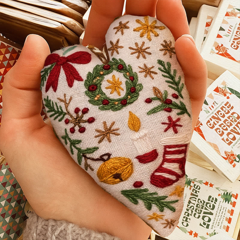 Rubbyoo Heart Embroidery Kit - Christmas Wreath | Personalized Hanging Decor | Unique Needle Craft - image 8