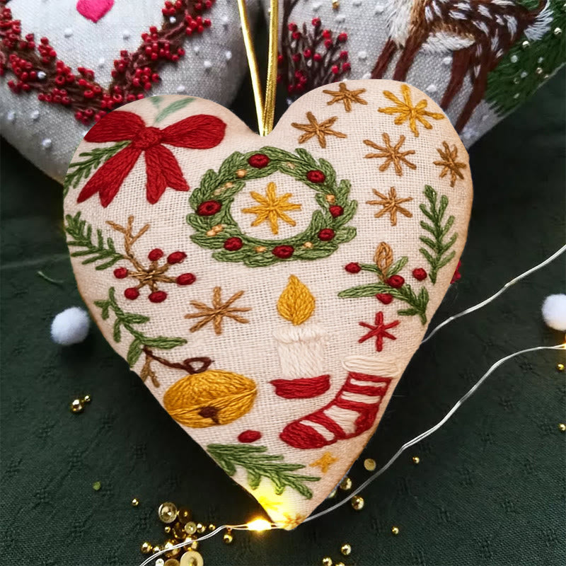 Rubbyoo Heart Embroidery Kit - Christmas Wreath | Personalized Hanging Decor | Unique Needle Craft - image 4