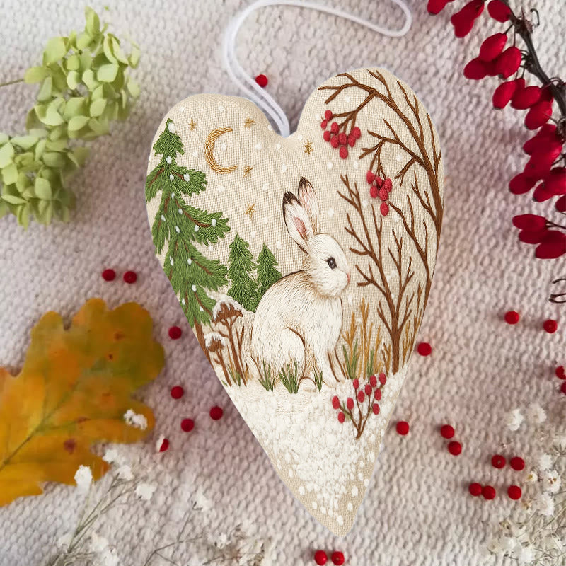 Rubbyoo Heart Embroidery Kit - White Rabbit | Adorable Animal Craft | Diy Christmas Hanging Art - image 5