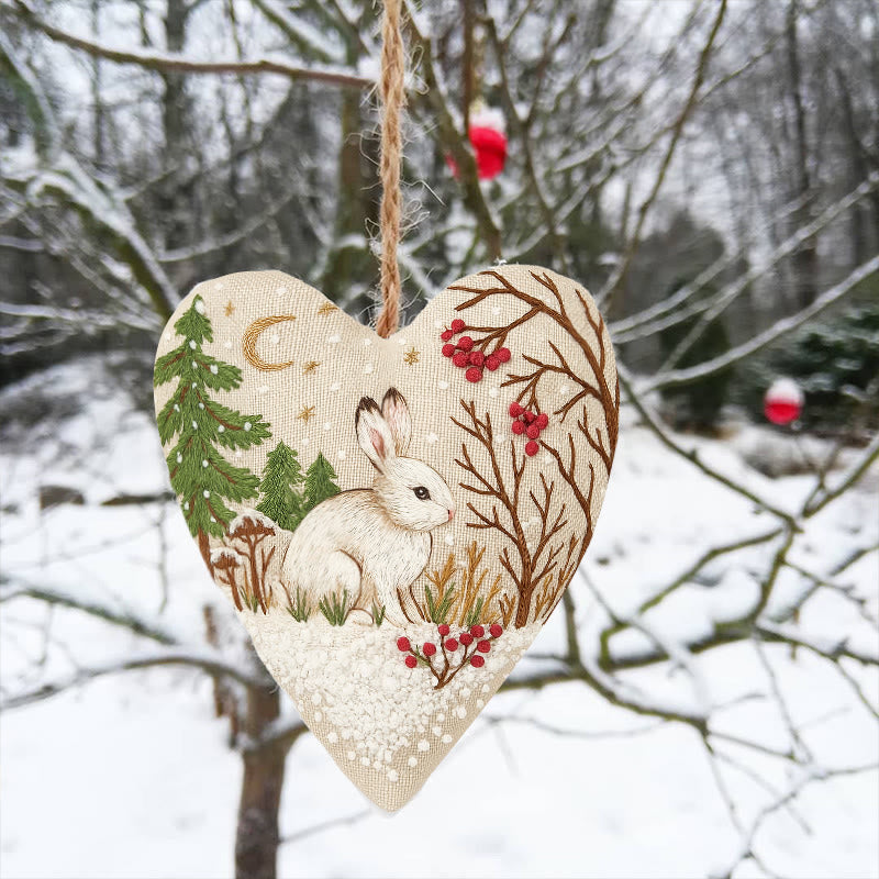 Rubbyoo Heart Embroidery Kit - White Rabbit | Adorable Animal Craft | Diy Christmas Hanging Art - 6 inches hoop kit - image 0