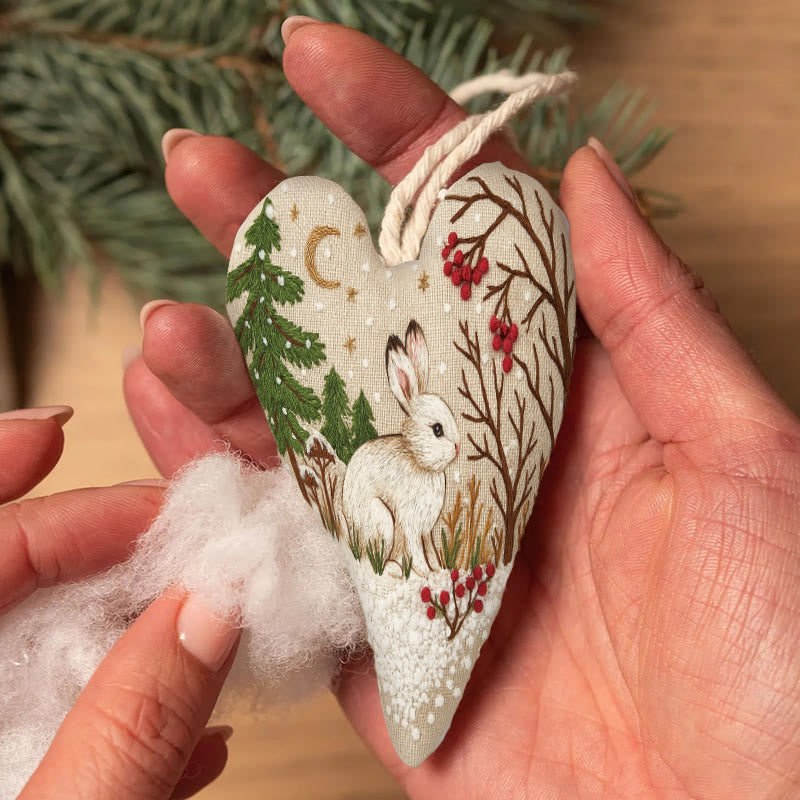 Rubbyoo Heart Embroidery Kit - White Rabbit | Adorable Animal Craft | Diy Christmas Hanging Art - image 6