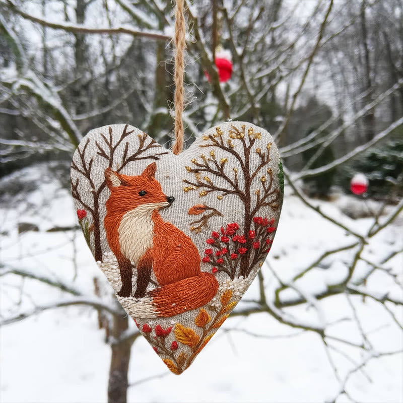 Rubbyoo Heart Embroidery Kit - Winter Fox | Diy Animal Craft | Unique Car Hanging Decor - image 0