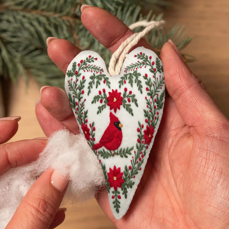 Rubbyoo Heart Embroidery Kit - Red Cardinal | Stunning Bird Craft | Perfect Christmas Hanging  - image 5