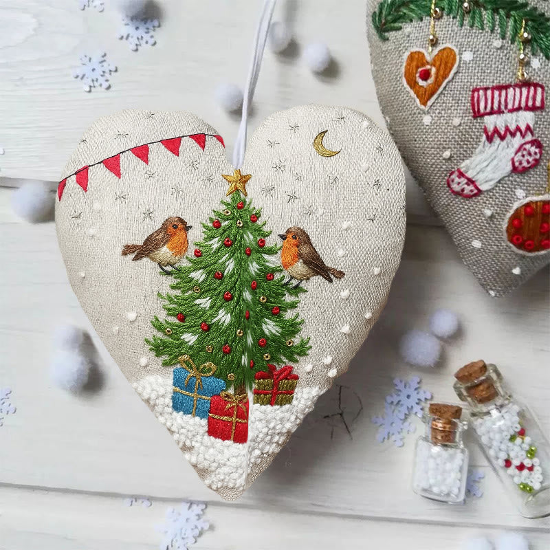 Rubbyoo Heart Embroidery Kit - Christmas Tree | Unique Holiday Decor | Nice Handmade Gift - image 1