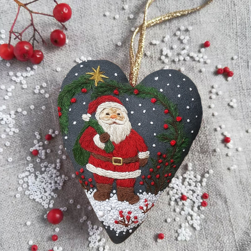 Rubbyoo Heart Embroidery Kit - Santa Claus | Unique Christmas Gift | Diy Hanging Craft  - image 3