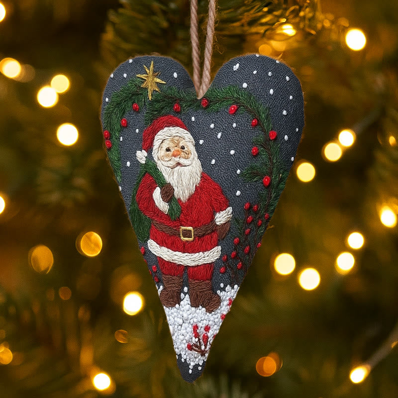 Rubbyoo Heart Embroidery Kit - Santa Claus | Unique Christmas Gift | Diy Hanging Craft  - image 1