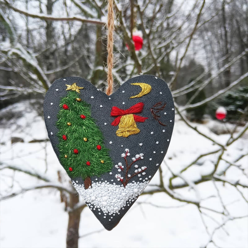 Rubbyoo Heart Embroidery Kit - Christmas Night | Diy Holiday Needlepoint | Christmas Home Ornament - image 4