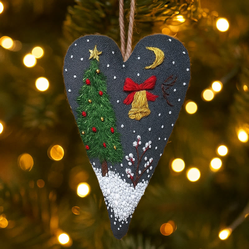 Rubbyoo Heart Embroidery Kit - Christmas Night | Diy Holiday Needlepoint | Christmas Home Ornament - image 1