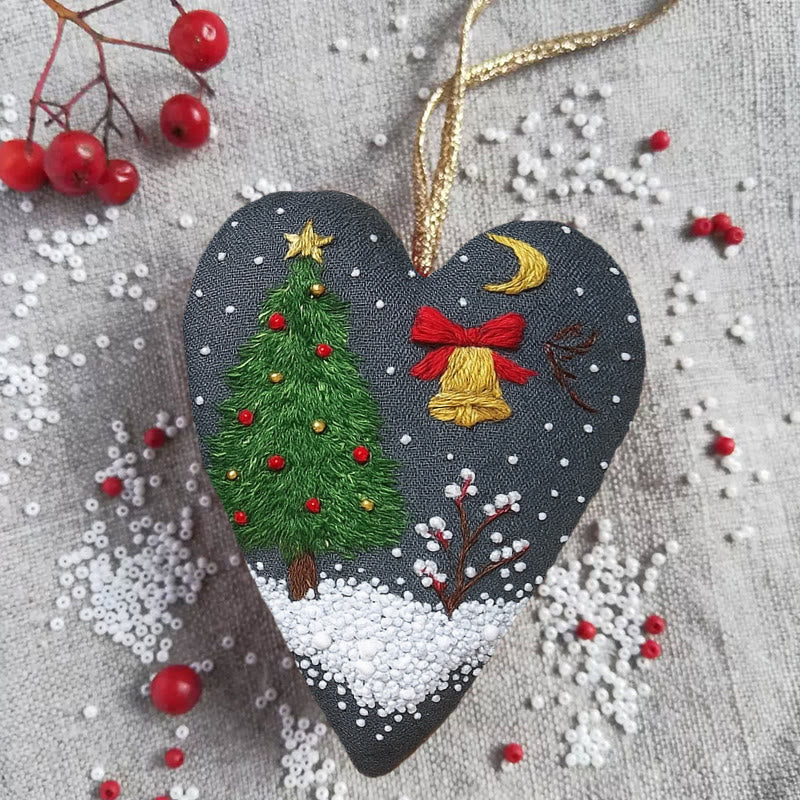 Rubbyoo Heart Embroidery Kit - Christmas Night | Diy Holiday Needlepoint | Christmas Home Ornament - image 2