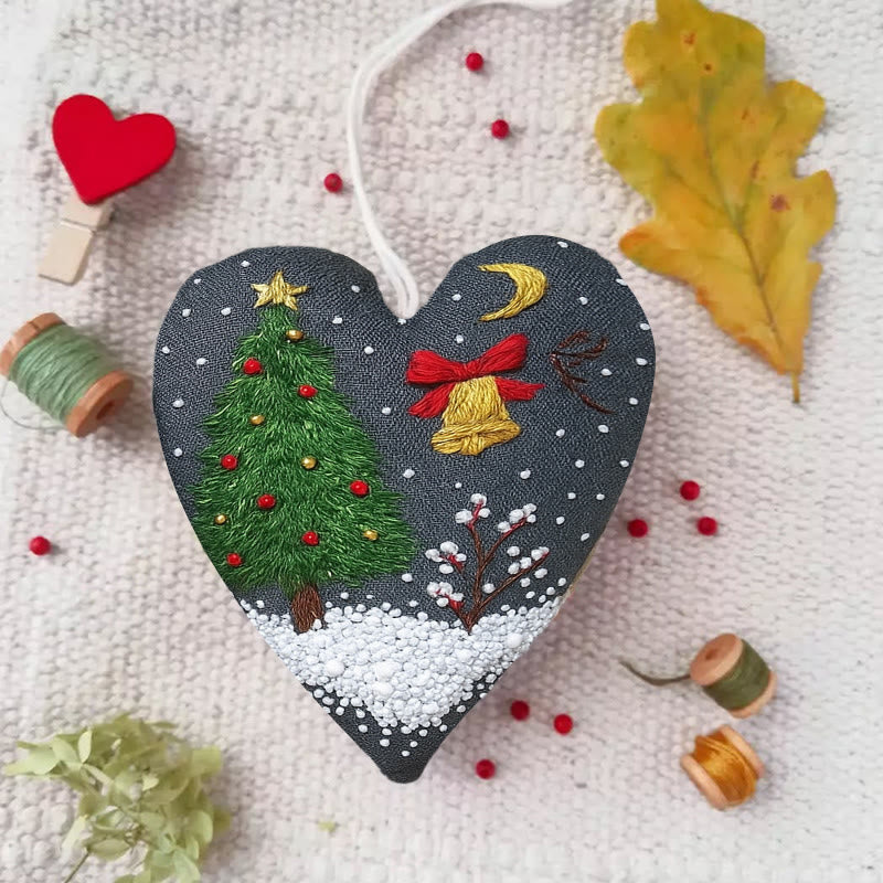 Rubbyoo Heart Embroidery Kit - Christmas Night | Diy Holiday Needlepoint | Christmas Home Ornament - image 3