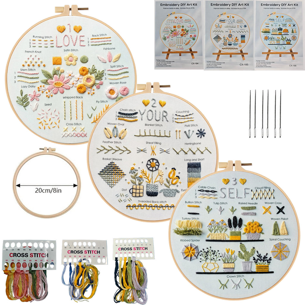 Rubbyoo 3-piece Embroidery Starter Kit - Love Your Self Needlepoint | Floral And Botanical Set | 3 Level Stitch Practice - 3-piece Embroidery Starter Kit - image 7