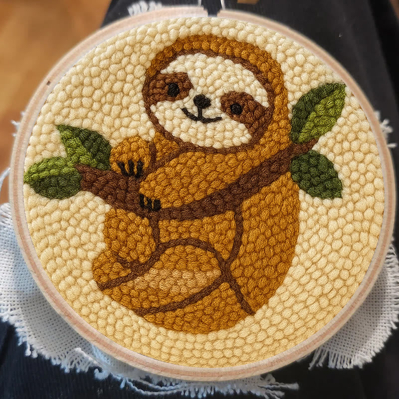 Climbing Sloth Punch Needle Kit - Adorable Animal Craft | Diy Desk Decor - image 1