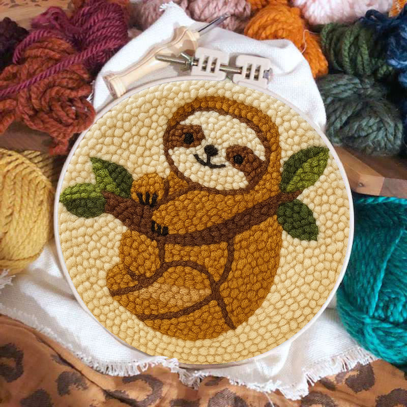 Climbing Sloth Punch Needle Kit - Adorable Animal Craft | Diy Desk Decor - image 6