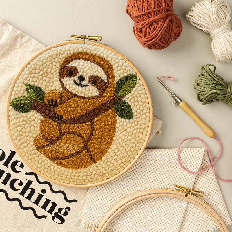 Climbing Sloth Punch Needle Kit - Adorable Animal Craft | Diy Desk Decor - image 7