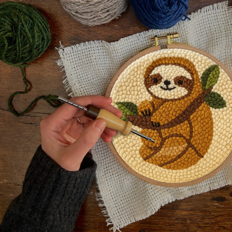 Climbing Sloth Punch Needle Kit - Adorable Animal Craft | Diy Desk Decor - image 5