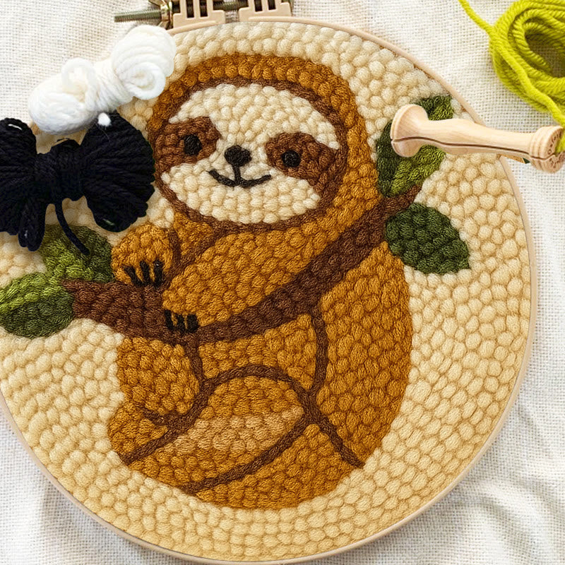 Climbing Sloth Punch Needle Kit - Adorable Animal Craft | Diy Desk Decor - image 2