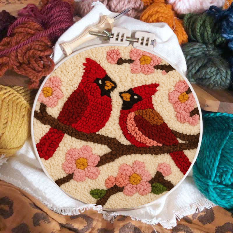 Romantic Cardinals Punch Needle Kit - Unique Birds Decoration | Perfect Handicraft For Lover - image 1