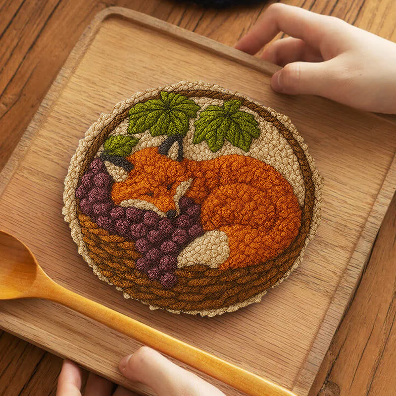Sleeping Fox Punch Needle Kit - Diy Animal Coaster | Perfect For Home Decor - 5 inch Coaster Kit - image 9
