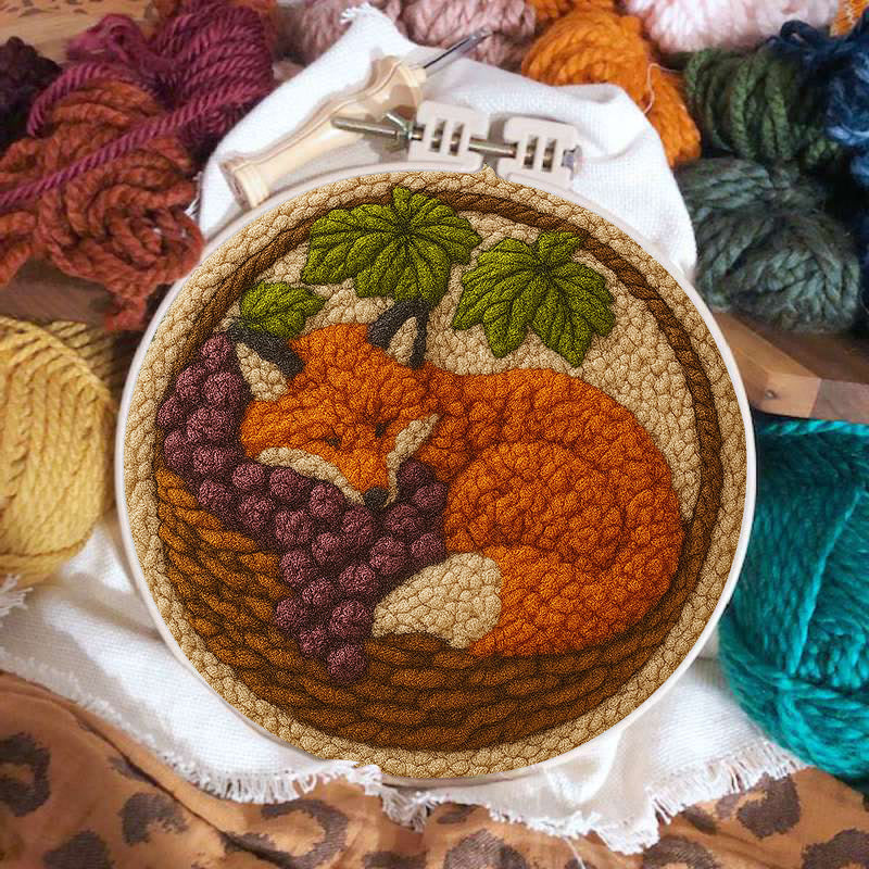 Sleeping Fox Punch Needle Kit - Diy Animal Coaster | Perfect For Home Decor - image 3