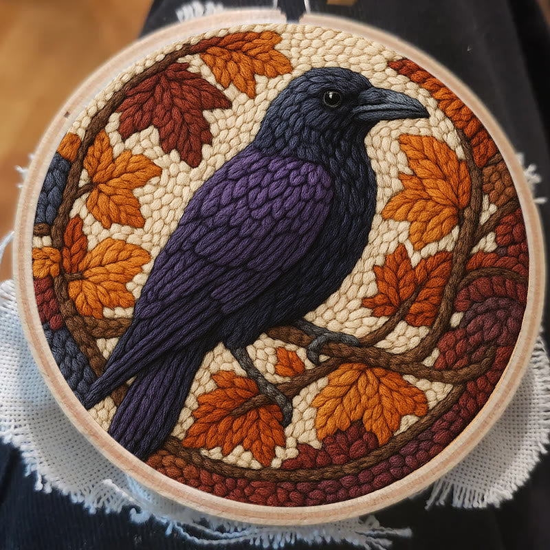 Autumn Raven Punch Needle Kit - Diy Holiday Ornament | Handmade Craft For Bird Lover  - image 7