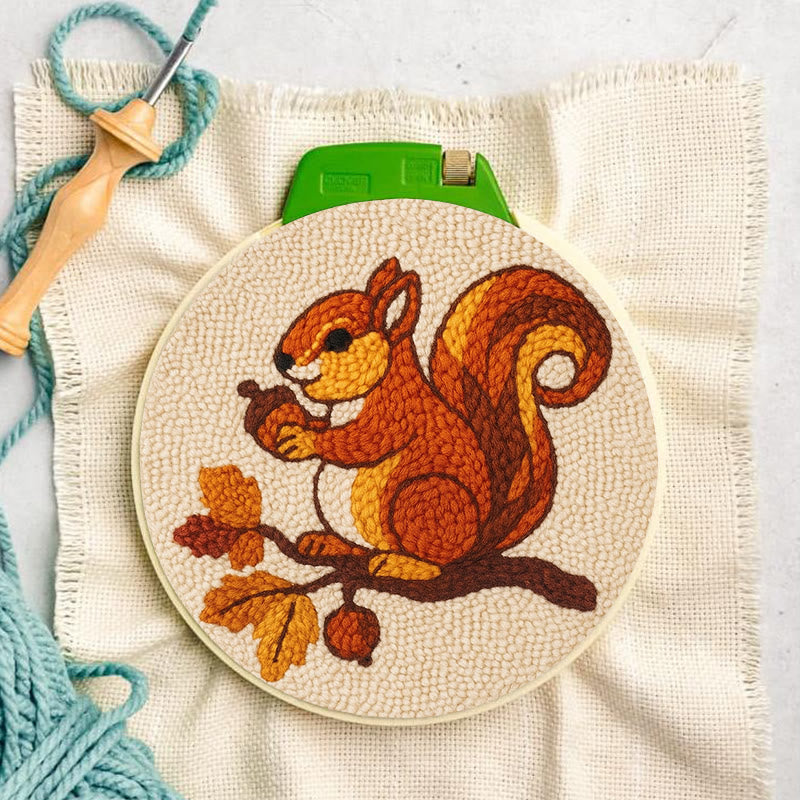  Little Squirrel Punch Needle Kit - Cute Animal Artcraft |  Beginner Handmade Coaster - image 6