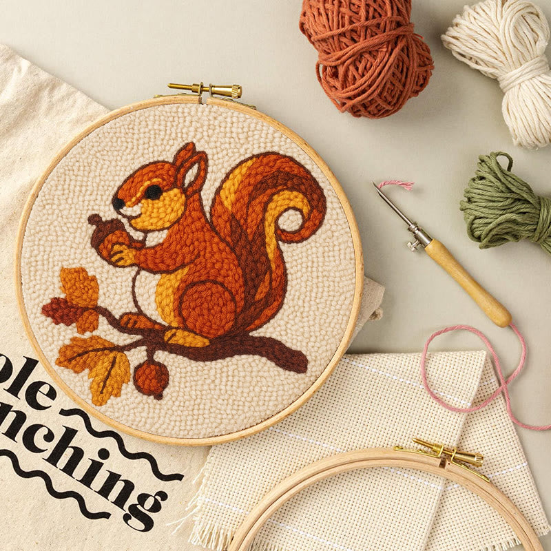  Little Squirrel Punch Needle Kit - Cute Animal Artcraft |  Beginner Handmade Coaster - image 4