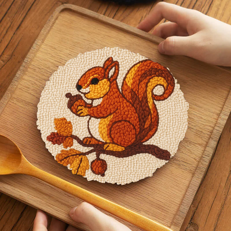  Little Squirrel Punch Needle Kit - Cute Animal Artcraft |  Beginner Handmade Coaster - 5 inch Coaster Kit - image 8