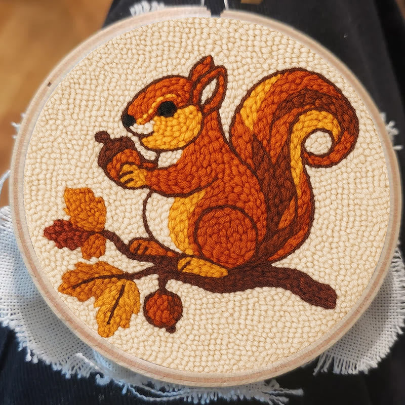  Little Squirrel Punch Needle Kit - Cute Animal Artcraft |  Beginner Handmade Coaster - image 2