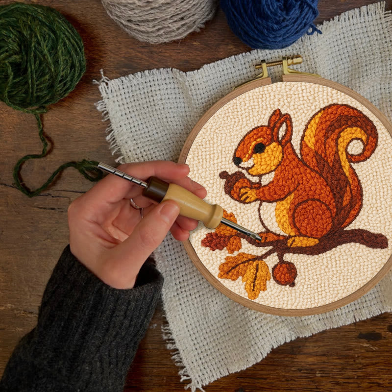  Little Squirrel Punch Needle Kit - Cute Animal Artcraft |  Beginner Handmade Coaster - image 5