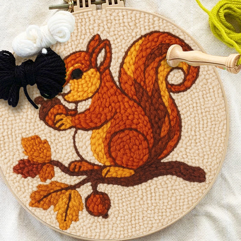  Little Squirrel Punch Needle Kit - Cute Animal Artcraft |  Beginner Handmade Coaster - image 7
