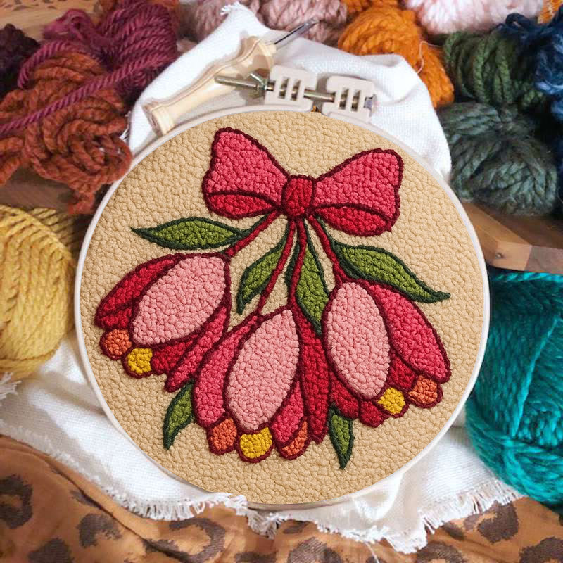 Floral Bow Punch Needle Kit - Personalized Needle Art | Nice Gift For Her  - image 1