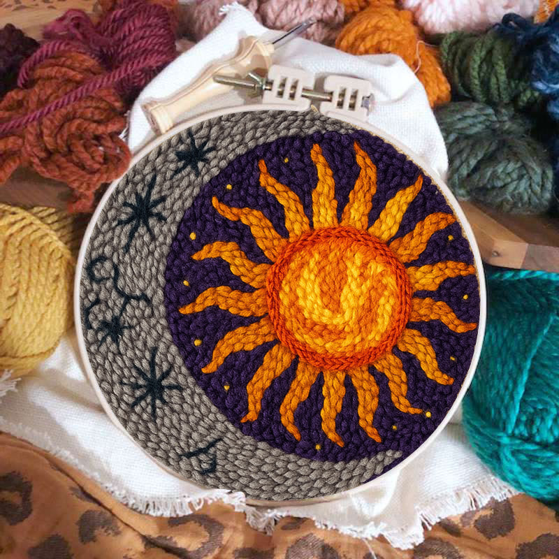  Vibrant Sun Punch Needle Kit - Celestial Handmade Craft | Diy Art For Ornament - image 1