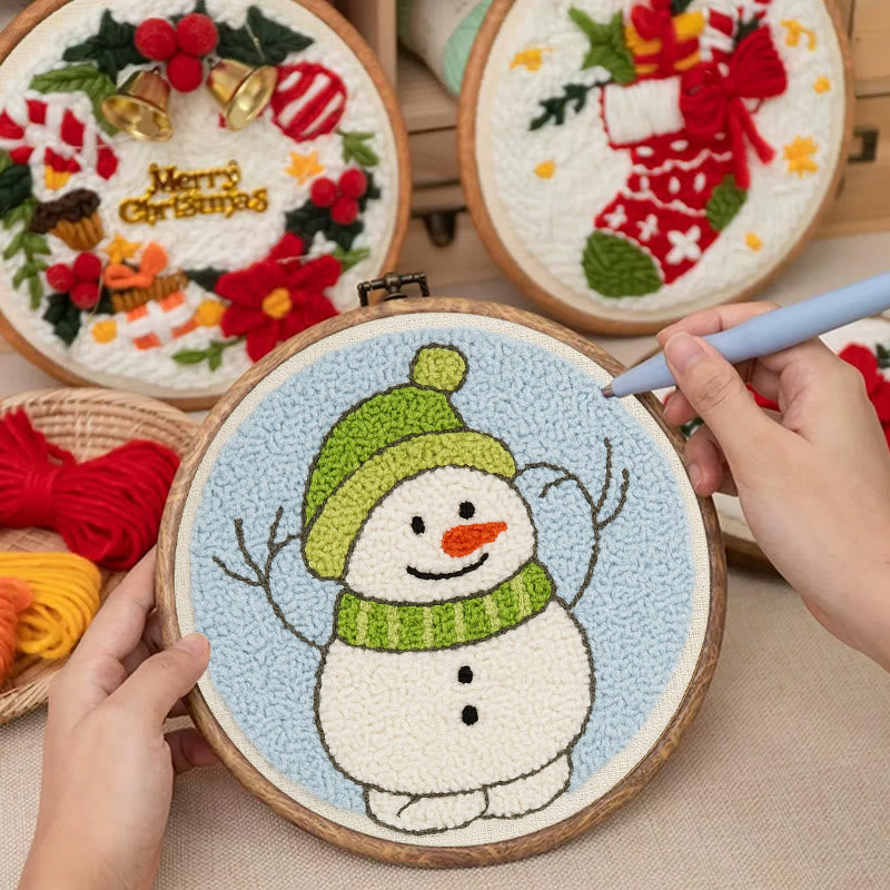 Little Snowman Punch Needle Kit - Cute Christmas Hanging | Easy Handmade Art - image 6