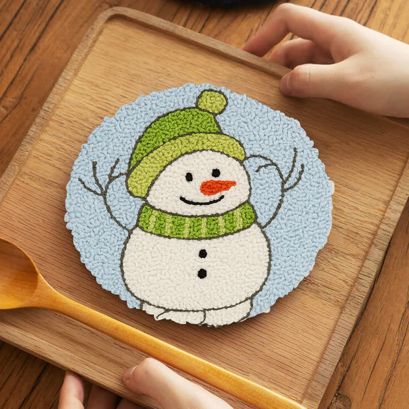  Little Snowman Punch Needle Kit - Cute Christmas Hanging | Easy Handmade Art - 5 inch Coaster Kit - image 10