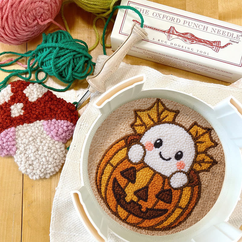 Pumpkin Ghost Punch Needle Kit - Adorable Halloween Craft | Diy Decorative Art - image 7