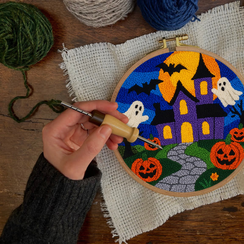 Halloween Night Punch Needle Kit - Spooky Castle Craft | Diy Needle Artwork - image 7
