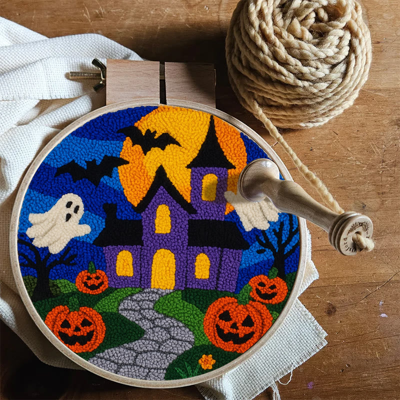 Halloween Night Punch Needle Kit - Spooky Castle Craft | Diy Needle Artwork - image 5