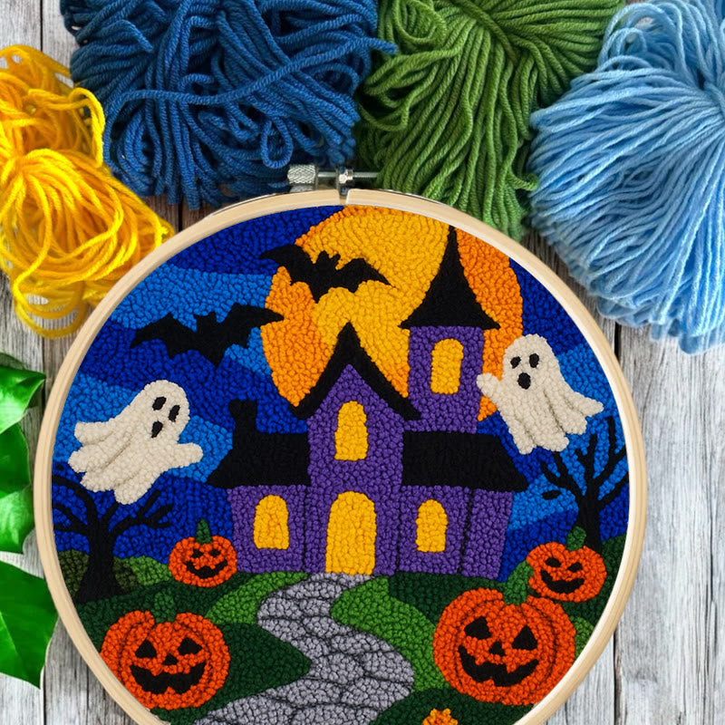 Halloween Night Punch Needle Kit - Spooky Castle Craft | Diy Needle Artwork - image 4