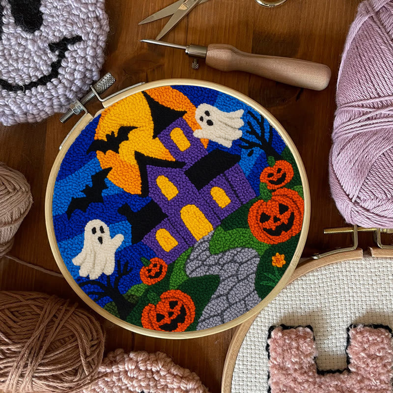 Halloween Night Punch Needle Kit - Spooky Castle Craft | Diy Needle Artwork - image 6