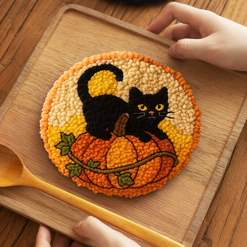 Black Kitten Punch Needle Kit - Cute Animal Craft | Perfect For Halloween Decor - 5 inch Coaster Kit - image 10