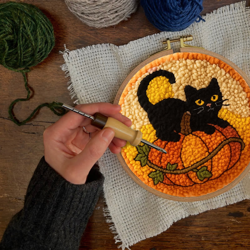 Black Kitten Punch Needle Kit - Cute Animal Craft | Perfect For Halloween Decor - image 5