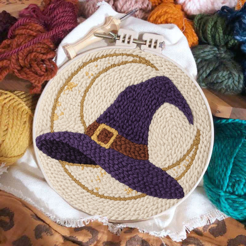 Witch Hat Punch Needle Kit - Halloween Handmade Craft | Unique Decorative Art  - image 2