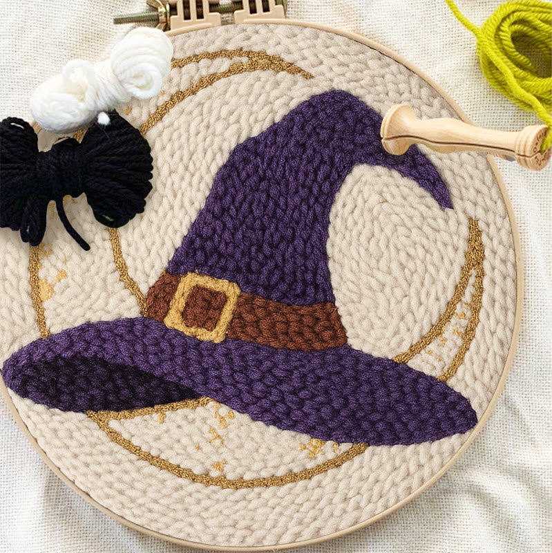 Witch Hat Punch Needle Kit - Halloween Handmade Craft | Unique Decorative Art  - image 1