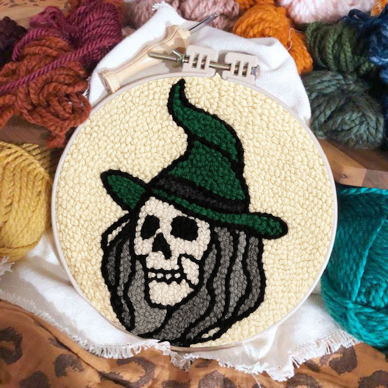 Spooky Wizard Punch Needle Kit - Halloween Skeleton Art | Nice Craft For Home Decor - image 6